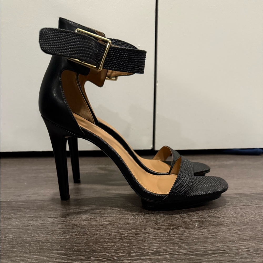 Calvin Klein Black Ankle Strap Heels